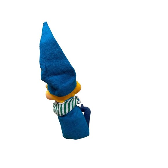 Vintage Knee Hugger Elf Figurine Blue Hat Striped Blond Scarf Christmas Decor - Picture 5 of 7